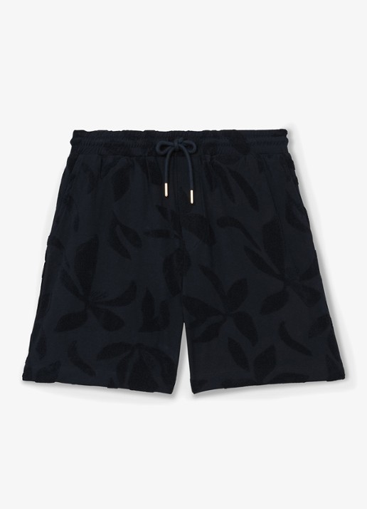 Reiss Voss straight fit korte broek van badstof - voorkant 4 donkerblauw