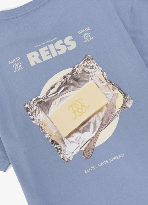 Reiss Walton T-shirt met logo- en backprint - detail 6 lichtblauw