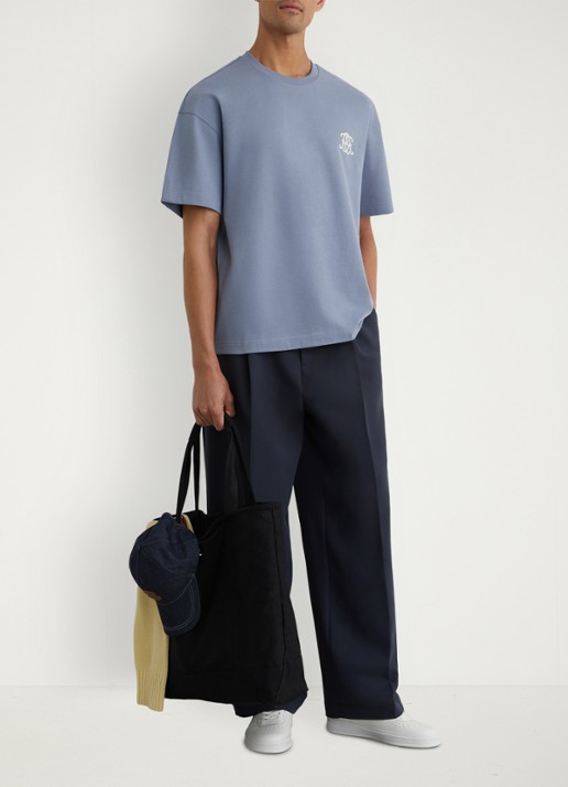 Reiss Walton T-shirt met logo- en backprint - voorkant 2 lichtblauw