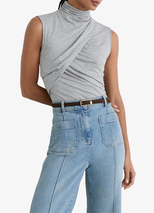 Reiss Wanda top met plooien - detail grey marl / grijs