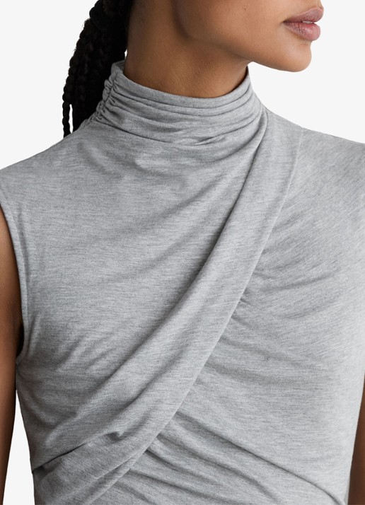 Reiss Wanda top met plooien - detail 3 grey marl / grijs