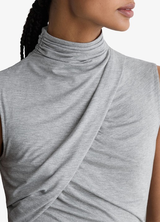 Reiss Wanda top met plooien - detail 6 grey marl / grijs