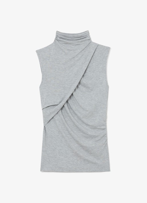Reiss Wanda top met plooien - voorkant 5 grey marl / grijs