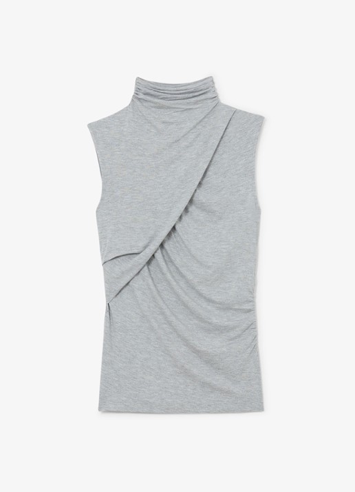 Reiss Wanda top met plooien - voorkant 2 grey marl / grijs