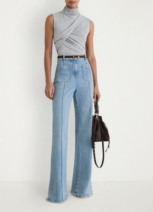 Reiss Wanda top met plooien - voorkant 3 grey marl / grijs