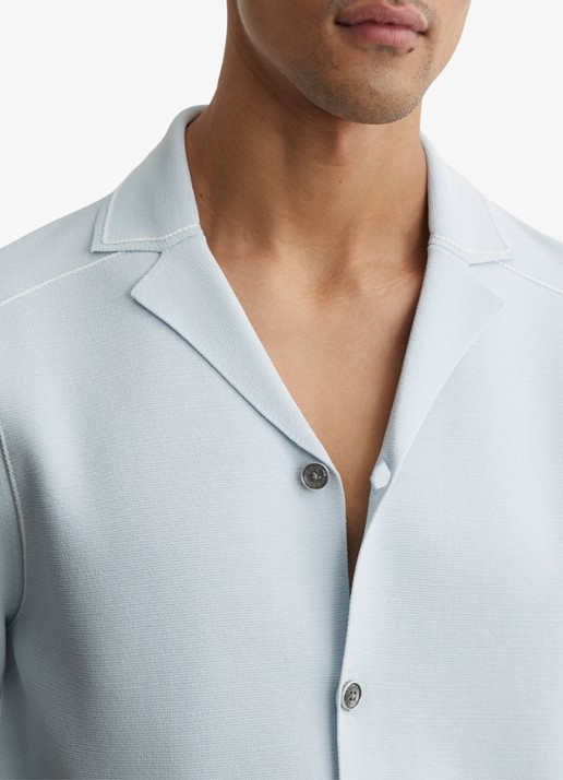 Reiss WANDSWORTH Stitch-Detail Cuban-Collar Knit Shirt