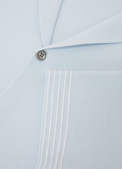 Reiss WANDSWORTH Stitch-Detail Cuban-Collar Knit Shirt - detail 6 lichtblauw