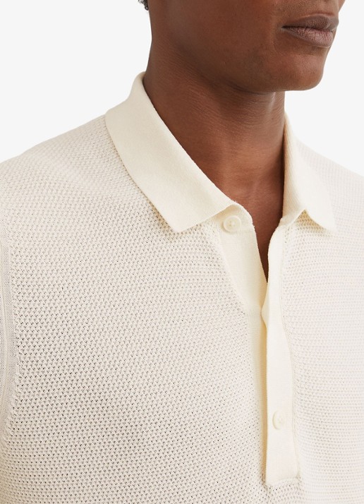 Reiss Warren grofgebreide regular fit polo - detail 3 gebroken wit