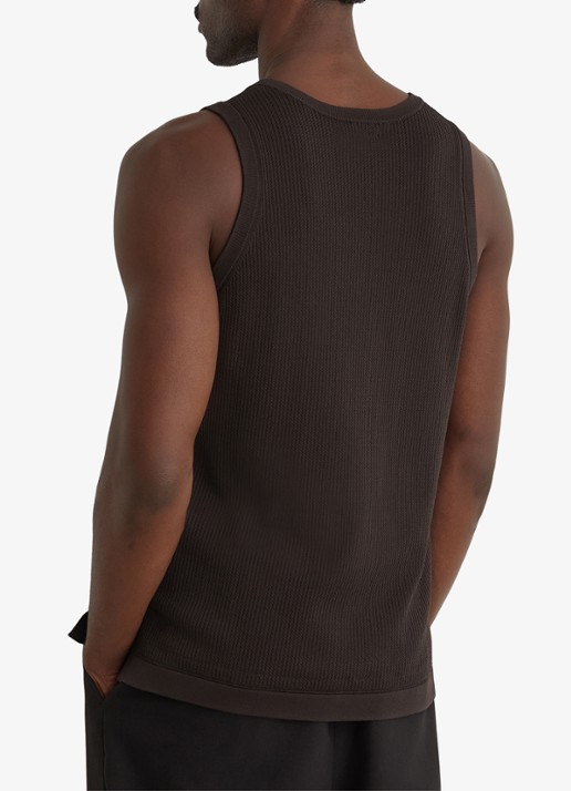 Reiss Watson singlet met structuur - achterkant 5 chocoladebruin