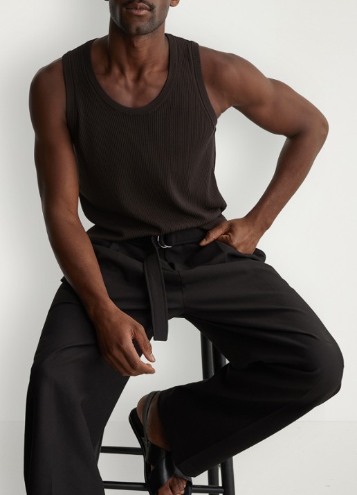 Reiss Watson singlet met structuur - detail 3 chocoladebruin