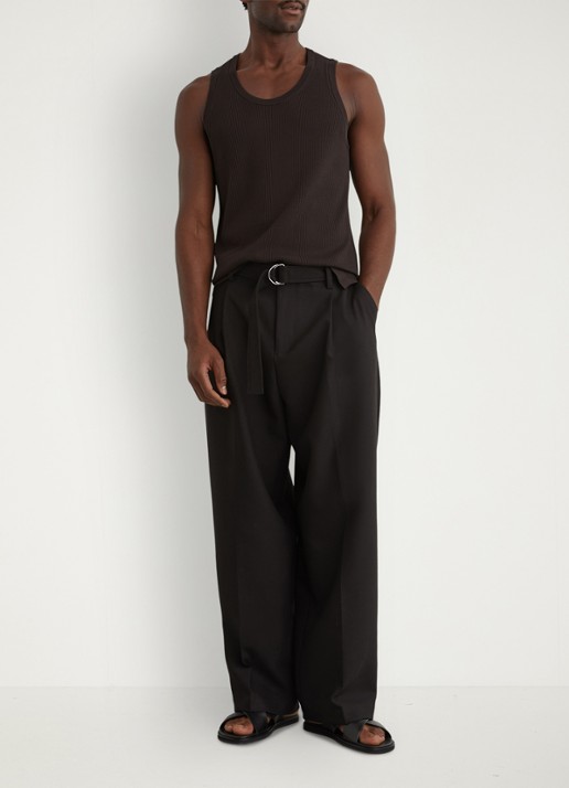 Reiss Watson singlet met structuur - voorkant 7 chocoladebruin