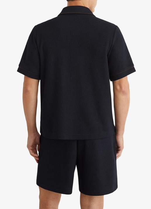 Reiss Weaver overhemd met borstzak - achterkant 5 donkerblauw