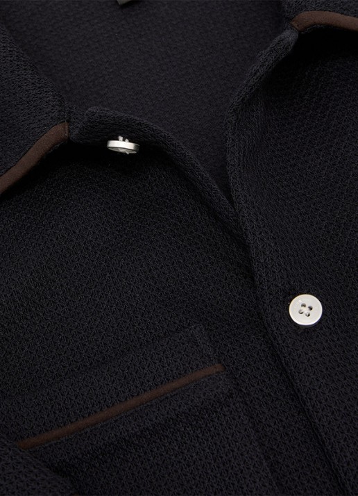 Reiss Weaver overhemd met borstzak - detail 4 donkerblauw
