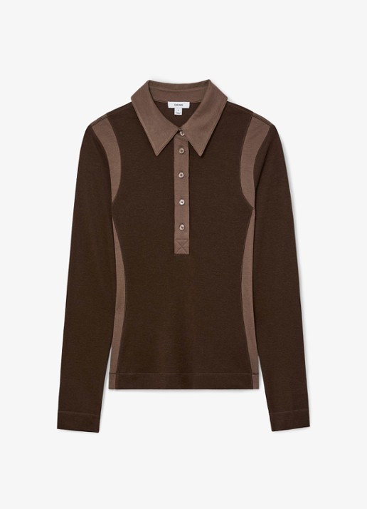 Reiss Wendy color block polo in wolblend