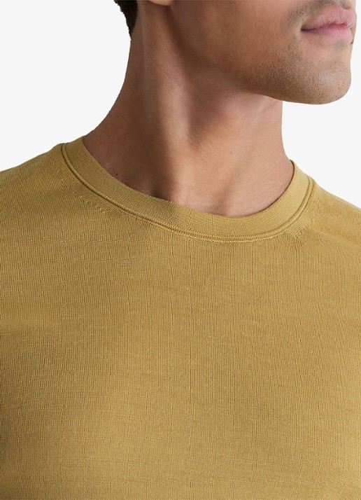Reiss Wessex fijngebreide trui van merino wol  - detail 3 geel
