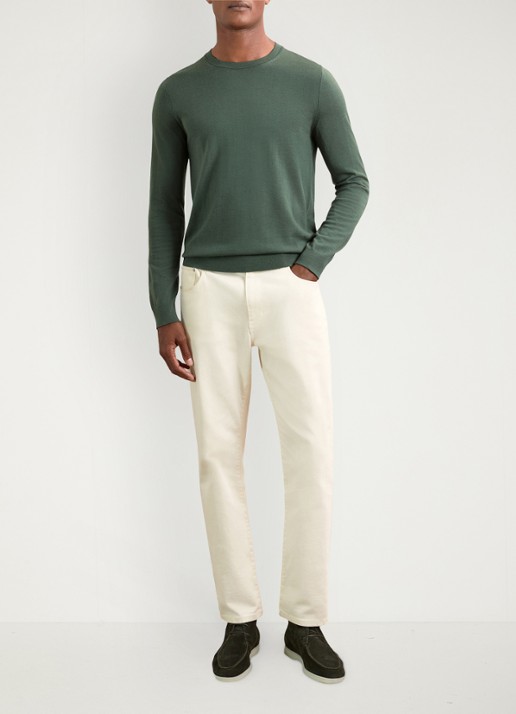 Reiss Wessex merino wol trui met ronde hals - voorkant 3 donkergroen