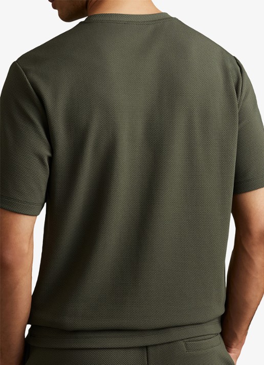 Reiss Wick T-shirt met structuur - achterkant 3 bronsgroen