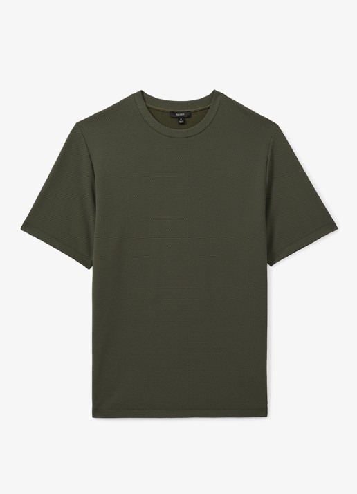Reiss Wick T-shirt met structuur - voorkant bronsgroen