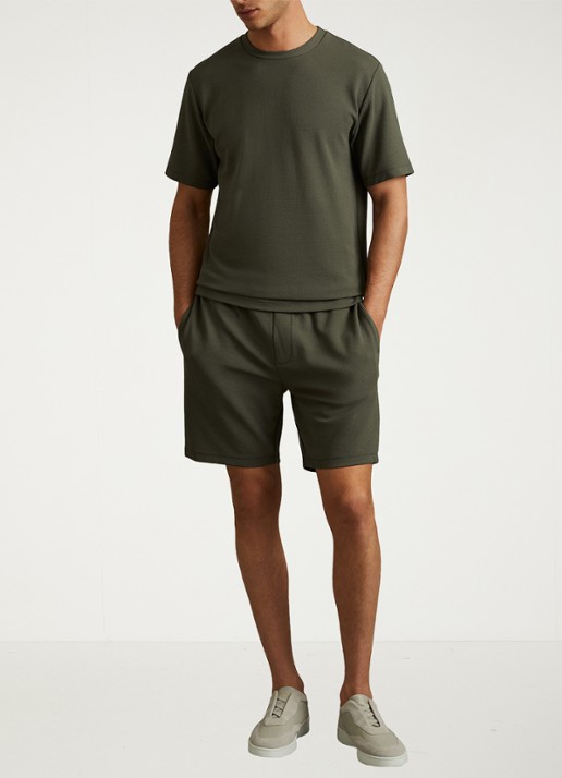 Reiss Wick T-shirt met structuur - voorkant 2 bronsgroen