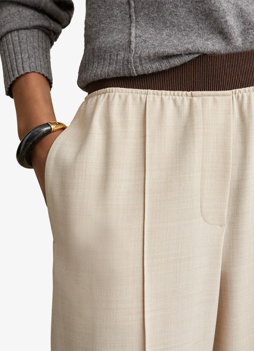 Reiss Wilde mid waist wide fit pantalon met steekzakken - detail 5 beige