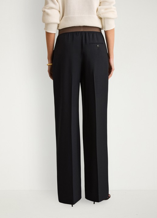 Reiss Wilde mid waist wide fit pantalon met steekzakken - achterkant 6 donkerblauw