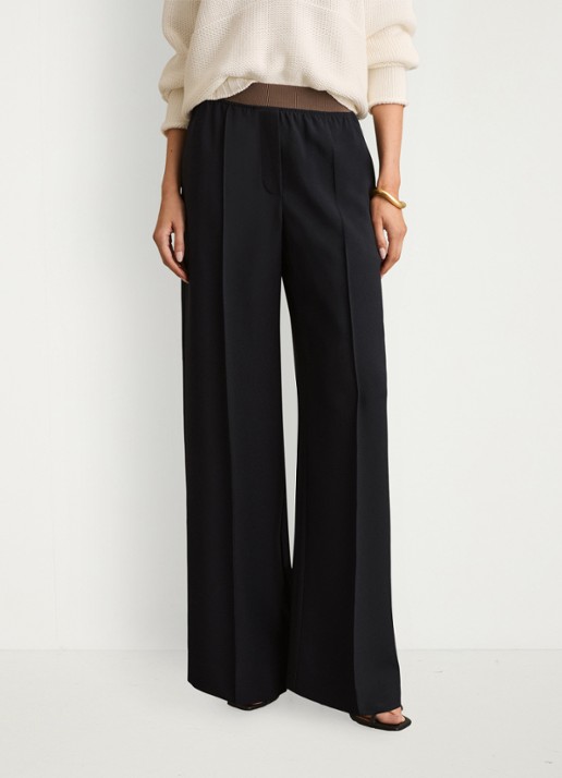 Reiss Wilde mid waist wide fit pantalon met steekzakken
