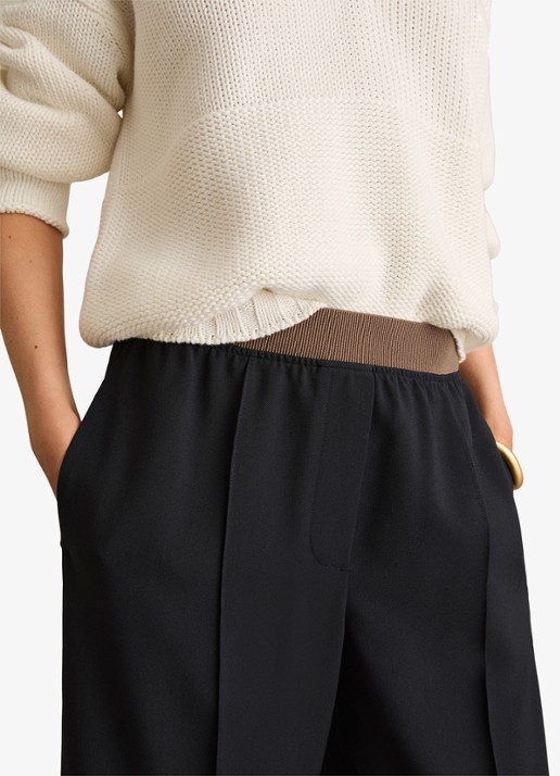Reiss Wilde mid waist wide fit pantalon met steekzakken - detail 4 donkerblauw
