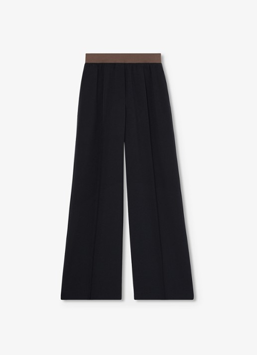 Reiss Wilde mid waist wide fit pantalon met steekzakken - voorkant donkerblauw