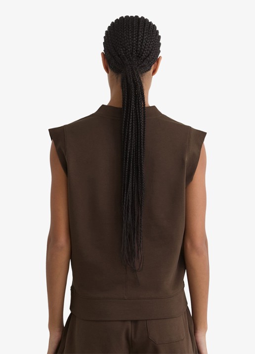 Reiss Willa top met V-hals - achterkant 4 chocoladebruin