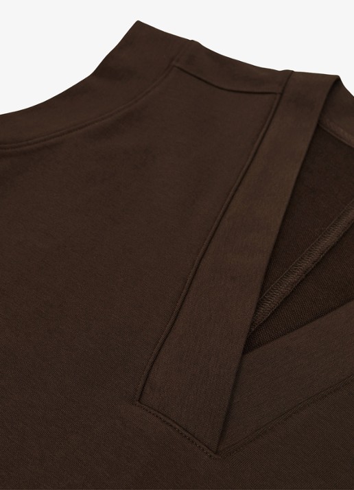 Reiss Willa top met V-hals - detail 3 chocoladebruin
