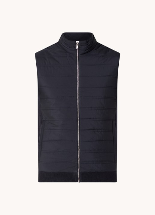 Reiss William fijngebreid gilet in wolblend met gewatteerd voorpand - voorkant 3 donkerblauw