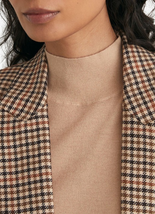 Reiss Willow double-breasted blazer van wol met pied-de-poule dessin - detail 5 lichtbruin