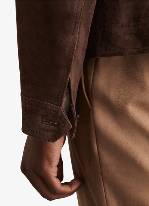 Reiss Wilstead lerenjas van suède - detail 5 chocoladebruin