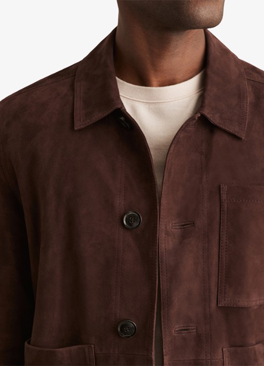 Reiss Wilstead lerenjas van suède - detail 6 chocoladebruin