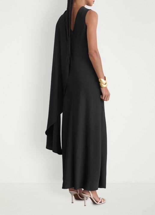 Reiss Winnie maxi jurk met cape - achterkant 3 black / zwart