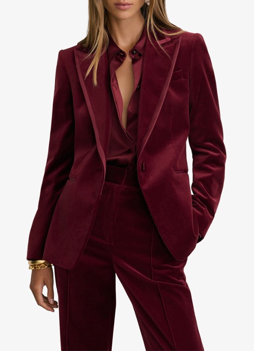 Reiss Wren single-breasted blazer van fluweel
