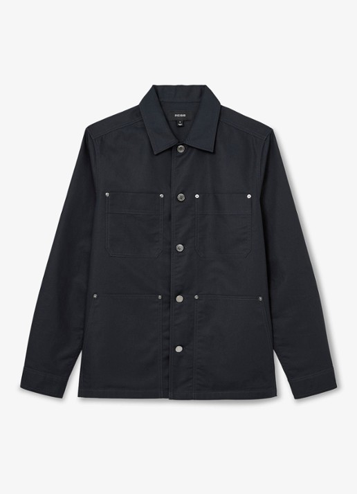 Reiss Yorker overshirt met borstzakken - voorkant 6 indigo