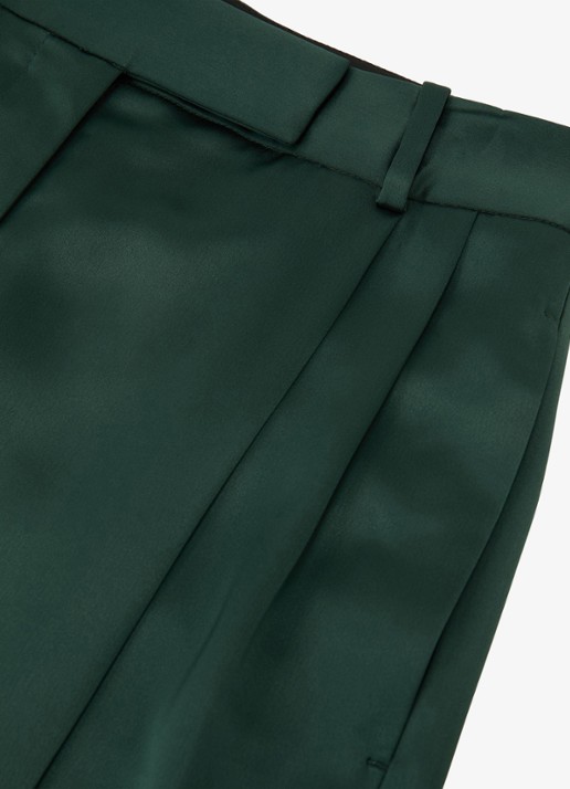 Reiss Zadie high waist wide fit pantalon van satijn - detail 3 groen
