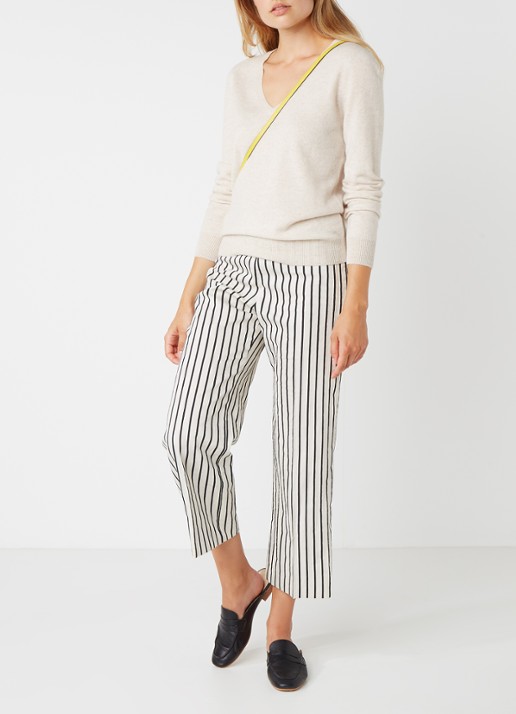 Repeat Fijngebreide pullover van kasjmier met V-hals - voorkant 2 beige