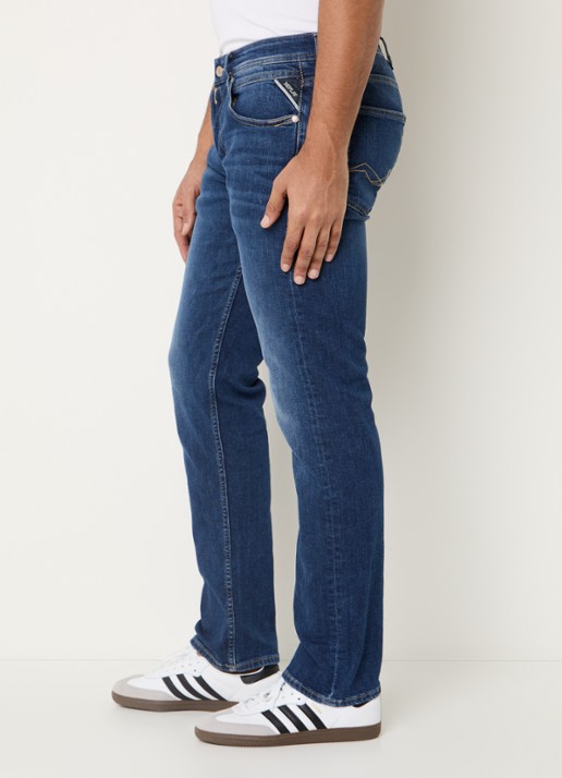Replay 573 slim fit jeans met donkere wassing - detail 4 indigo