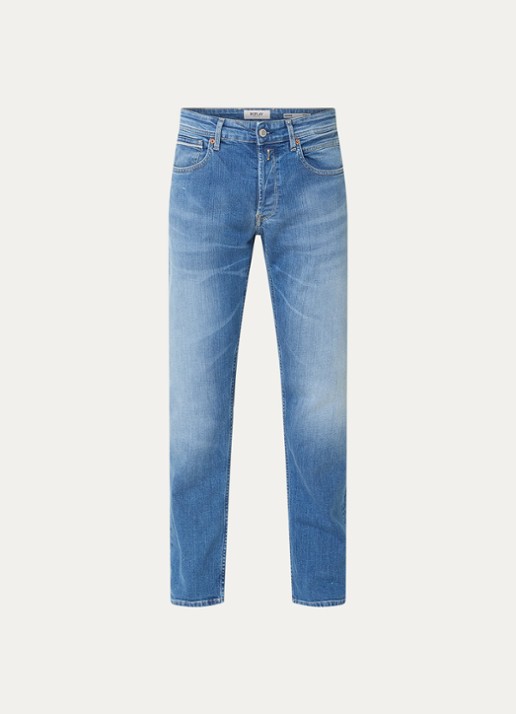 Replay 574 straight leg jeans met medium wassing - voorkant 2 indigo