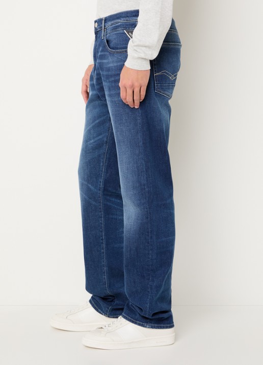 Replay Aideen loose fit jeans met donkere wassing - detail 2 indigo