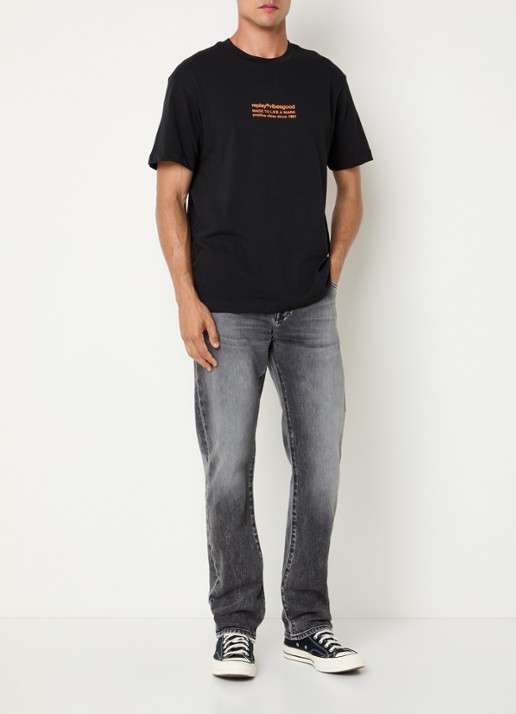 Replay Aideen slim fit jeans met gekleurde wassing - voorkant 2 grijs