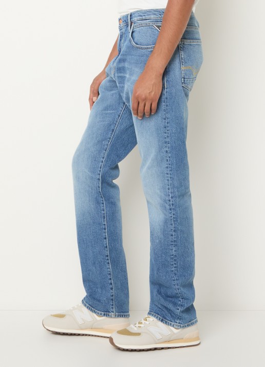 Replay Aideen straight leg jeans met lichte wassing - detail 2 indigo
