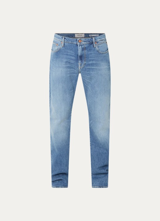 Replay Aideen straight leg jeans met lichte wassing - voorkant 3 indigo