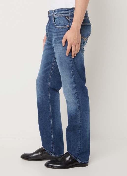 Replay Aideen straight leg jeans met medium wassing - detail 3 indigo