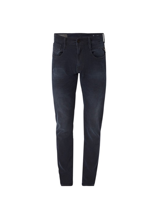 Replay Anbass Hyperflex+ tapered jeans met stretch - voorkant 4 indigo