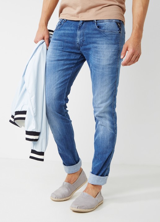 Replay Anbass skinny fit jeans met faded look - detail 4 indigo