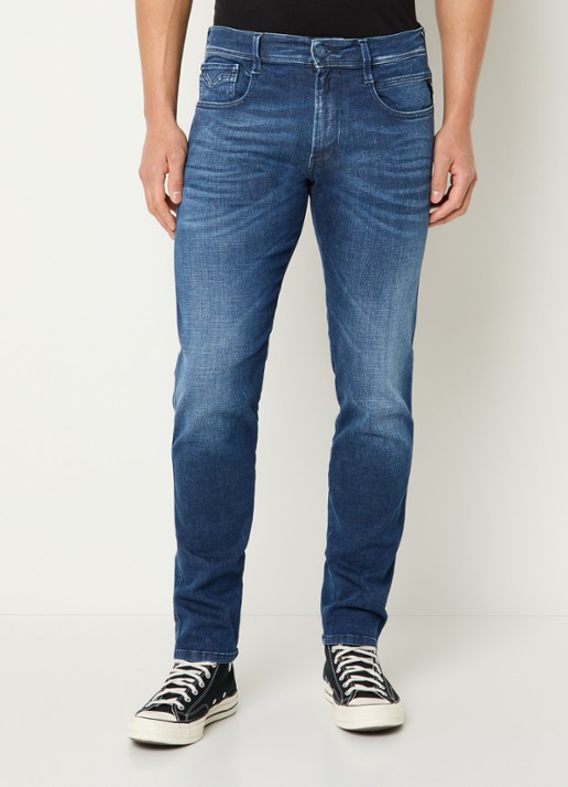 Replay Anbass slim fit jeans met medium wassing - detail 4 indigo