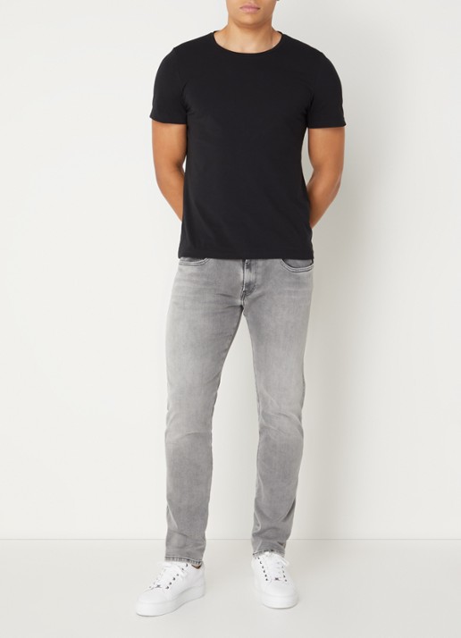Replay Anbass slim fit jeans met steekzakken - voorkant 5 grijs